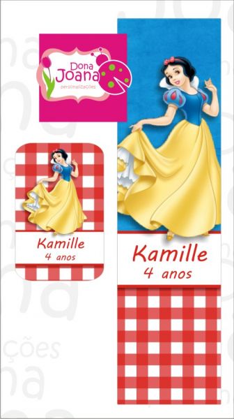Rótulo para esmalte e capinha de lixa de unha Branca de Neve