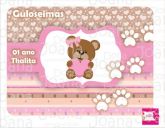 Rótulo para tampa marmita 500ml Ursinha marron e rosa
