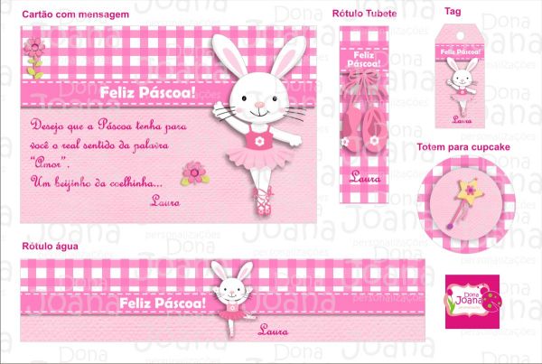 Kit digital Páscoa Bailarina Rosa