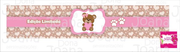 Rótulo para água Ursinha Marron e Rosa