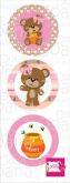 Totem para cupcake Ursinha marron e rosa